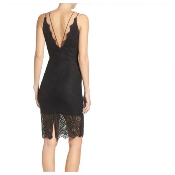 Bardot Black Lace V-Neck Bodycon Lace Dress Strappy Cocktail Party Size 4/XS - Picture 2 of 7